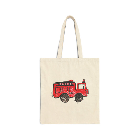 Fire Truck Cotton Canvas Tote Bag