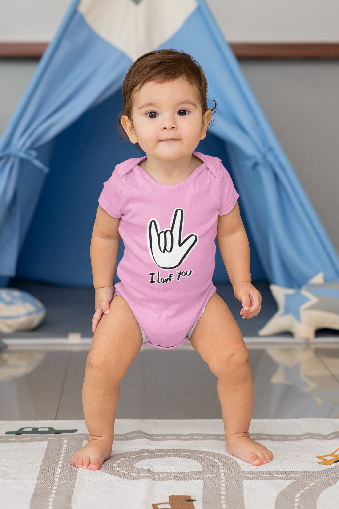 I Love You ASL Baby short sleeve onesie