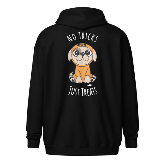 No Tricks Just Treats Pumpkin Dog Unisex heavy blend zip hoodie - Supporting Camp Kostopolus
