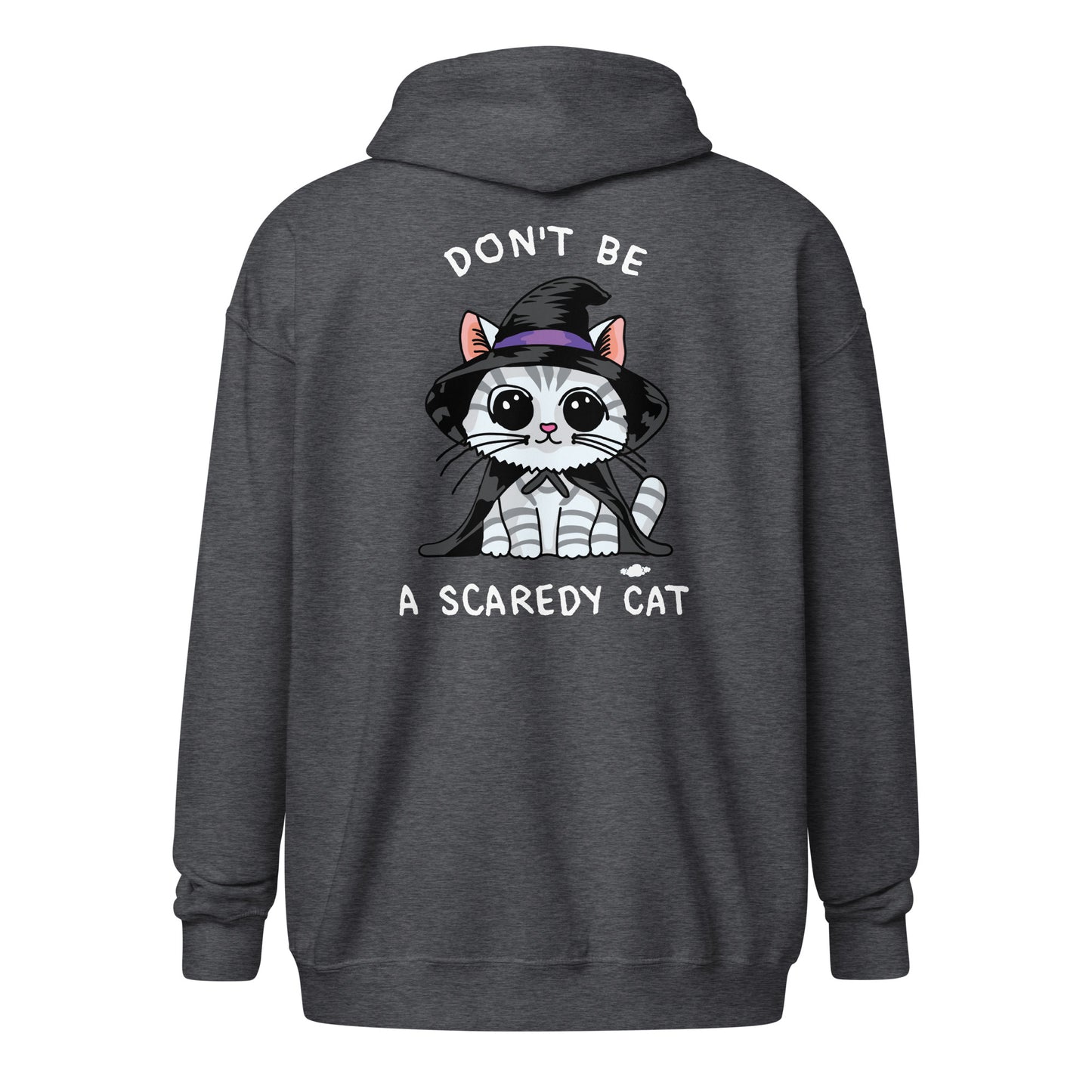 Don't Be A Scaredy Cat Witch Cat Unisex heavy blend zip hoodie - Supporting Camp Kostopolus