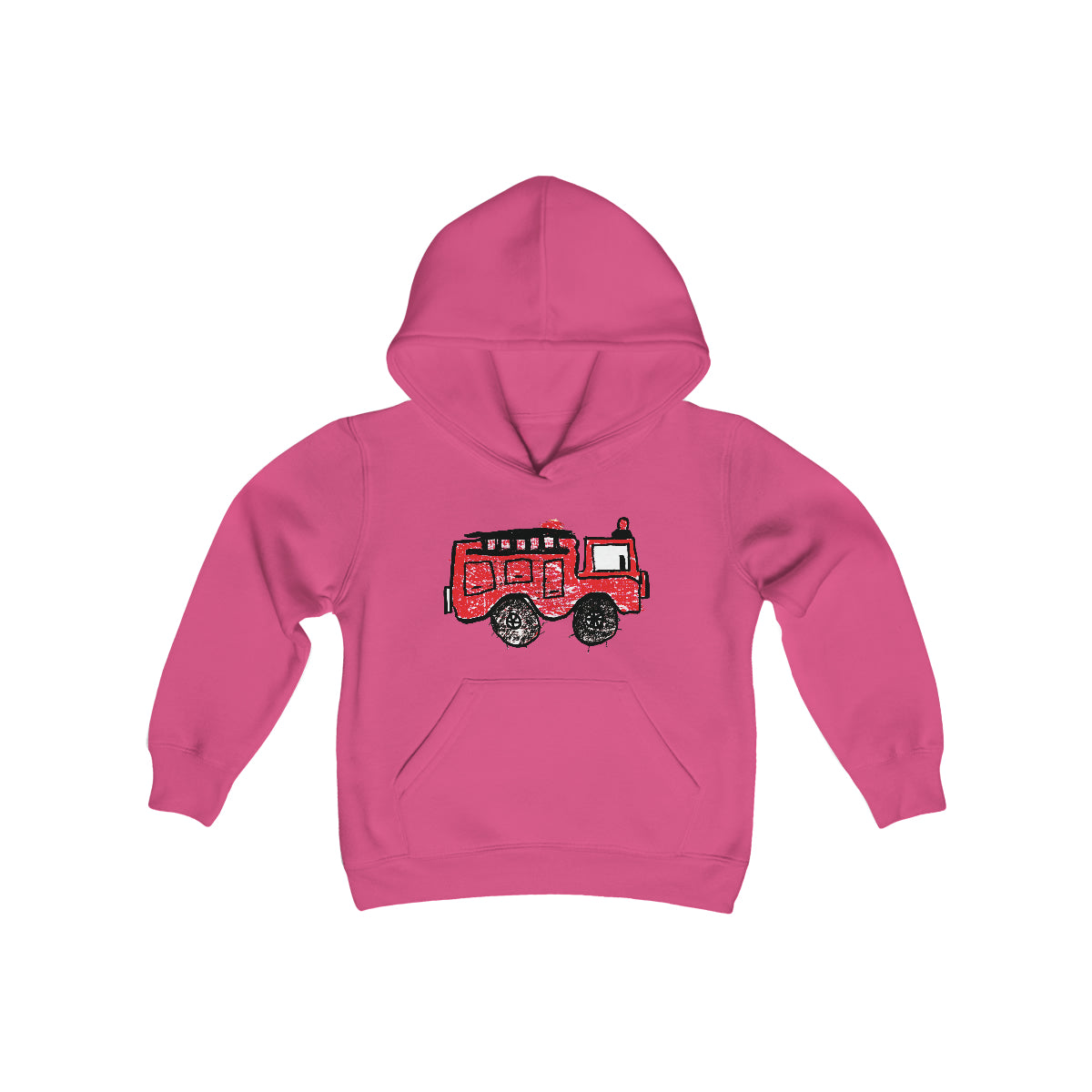 Fire Truck Youth Heavy Blend Hooded Sweatshirt