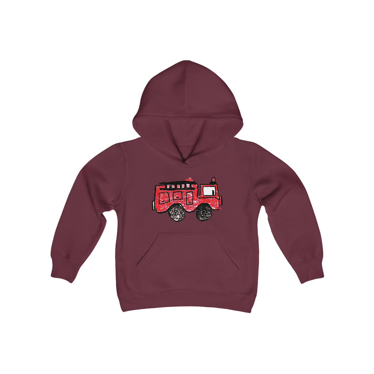 Fire Truck Youth Heavy Blend Hooded Sweatshirt