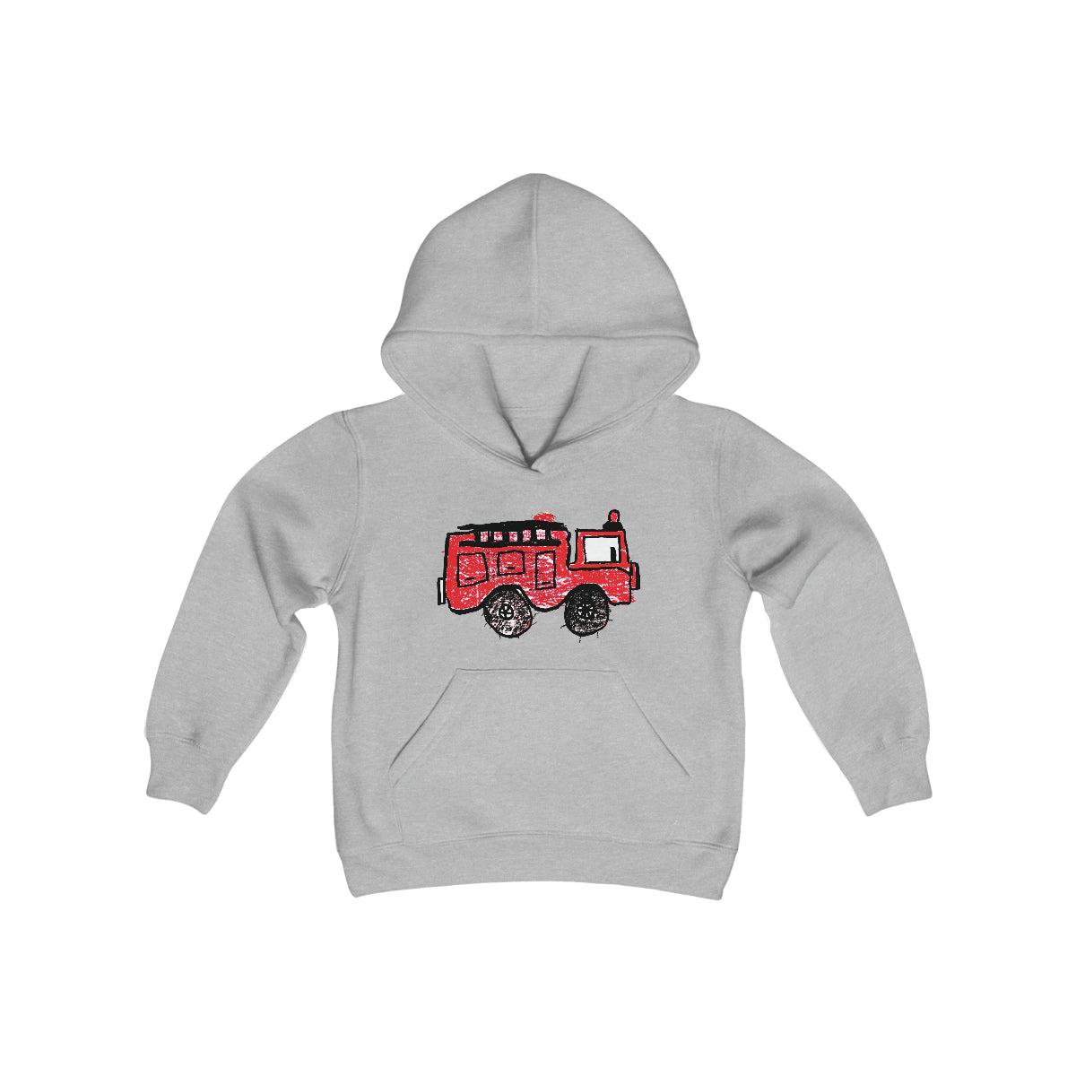 Fire Truck Youth Heavy Blend Hooded Sweatshirt