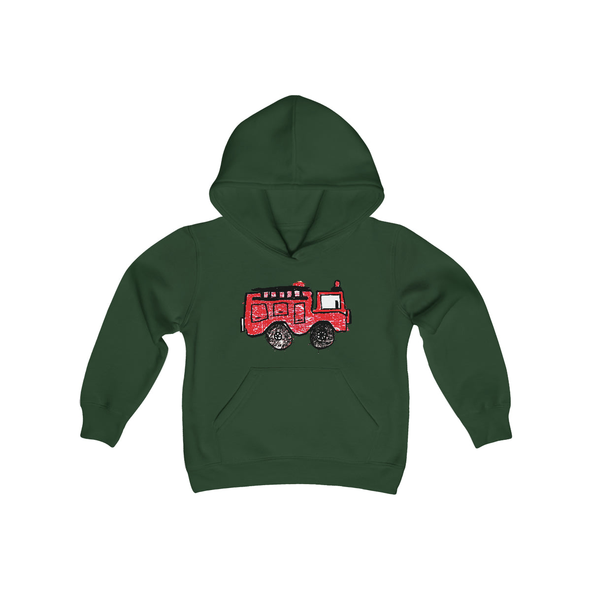 Fire Truck Youth Heavy Blend Hooded Sweatshirt