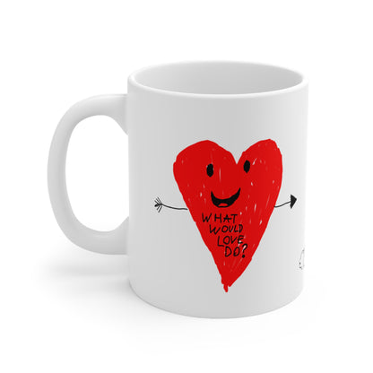 What Would Love Do? Heart Smiley Face Coffee Mug