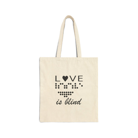 Love is Blind Tote Bag Braille Design Cotton Canvas Tote
