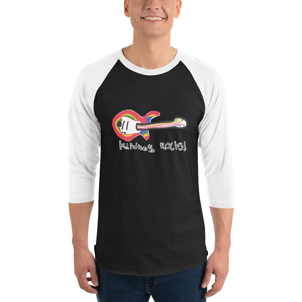 Kindness Rocks guitar 3/4 sleeve raglan shirt