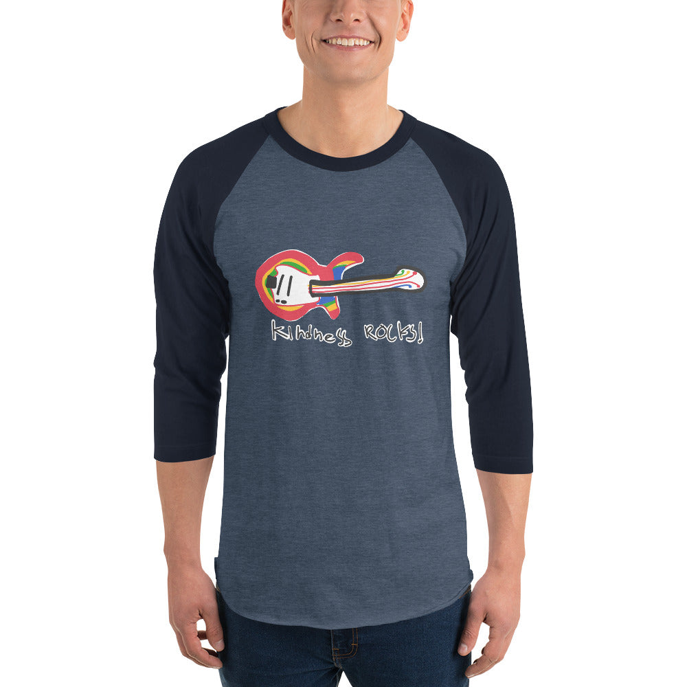 Kindness Rocks guitar 3/4 sleeve raglan shirt