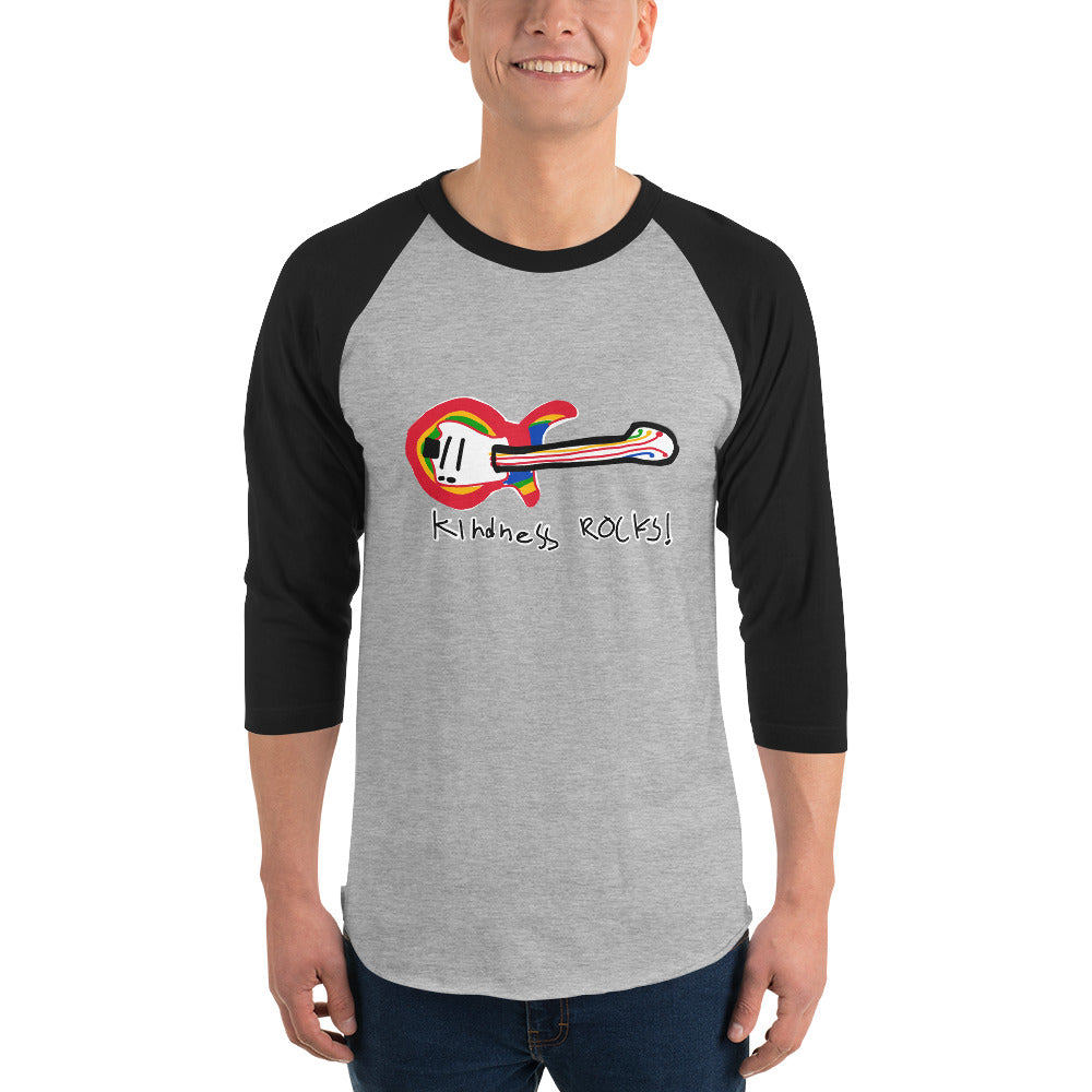 Kindness Rocks guitar 3/4 sleeve raglan shirt