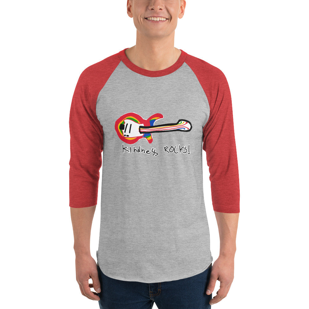 Kindness Rocks guitar 3/4 sleeve raglan shirt