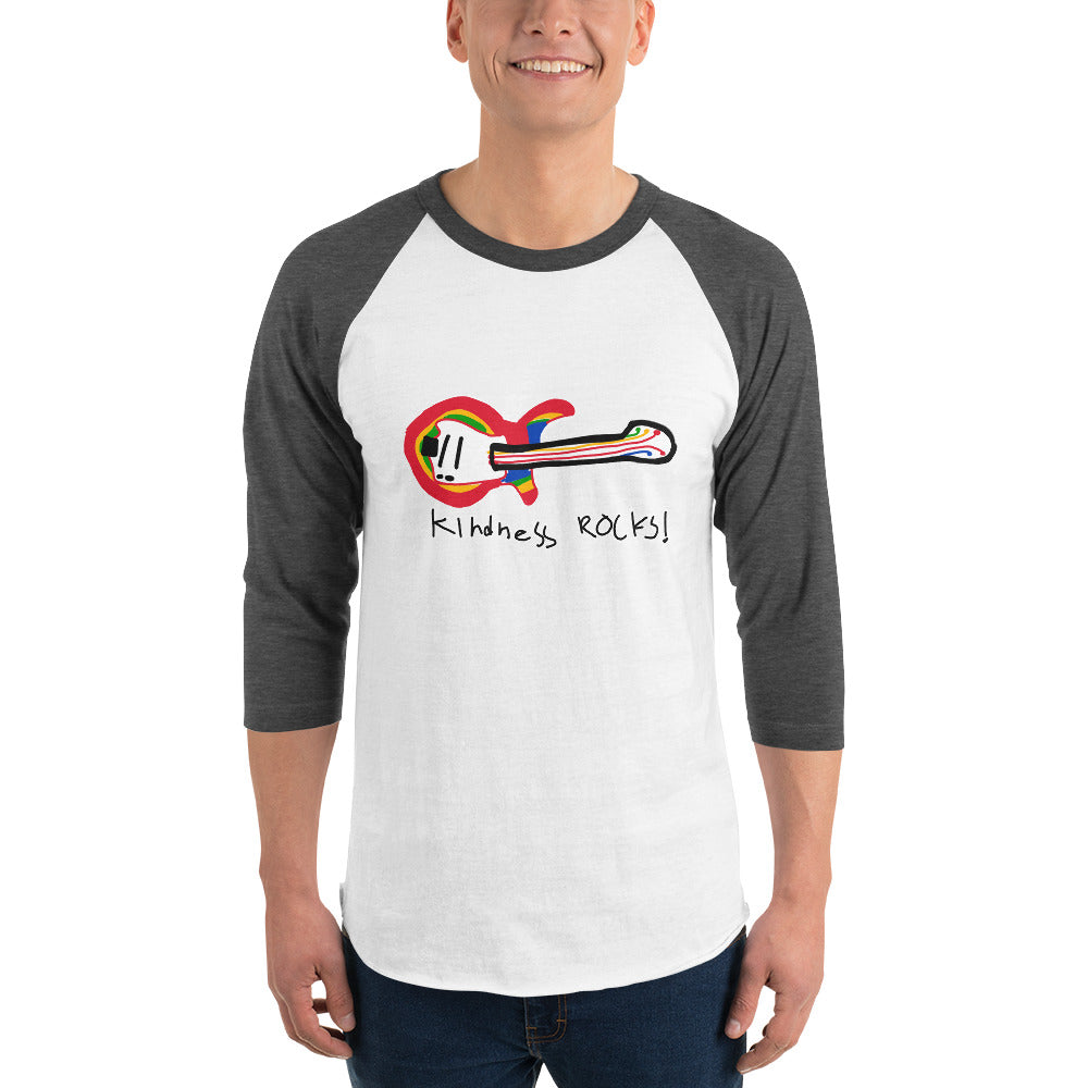 Kindness Rocks guitar 3/4 sleeve raglan shirt