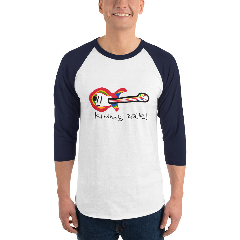 Kindness Rocks guitar 3/4 sleeve raglan shirt