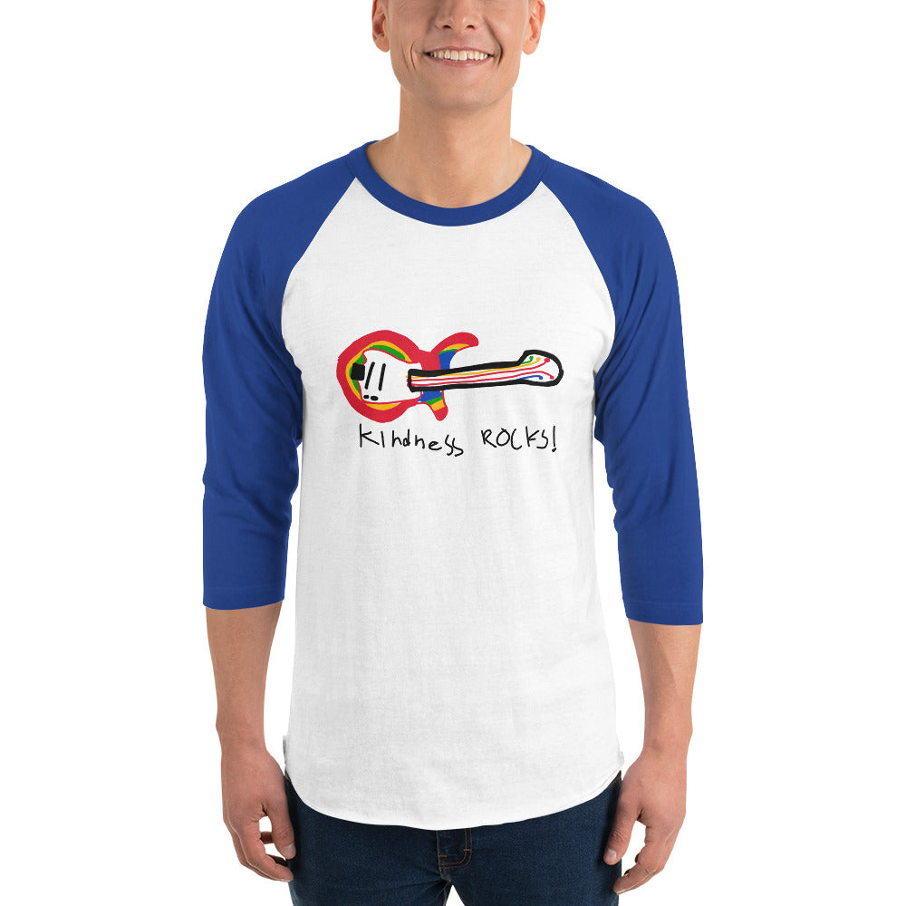 Kindness Rocks guitar 3/4 sleeve raglan shirt