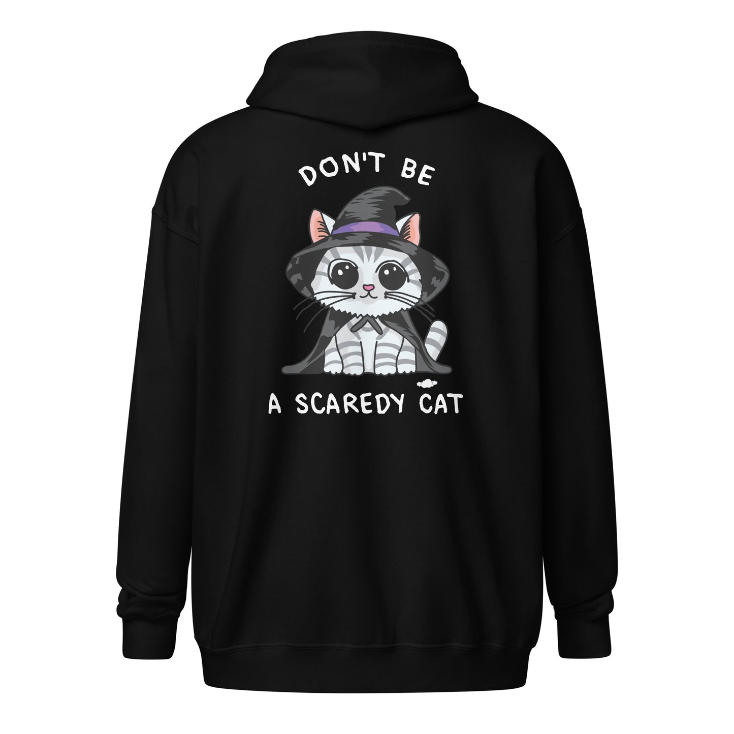 Don't Be A Scaredy Cat Witch Cat Unisex heavy blend zip hoodie - Supporting Camp Kostopolus