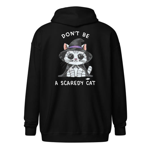 Don't Be A Scaredy Cat Witch Cat Unisex heavy blend zip hoodie - Supporting Camp Kostopolus