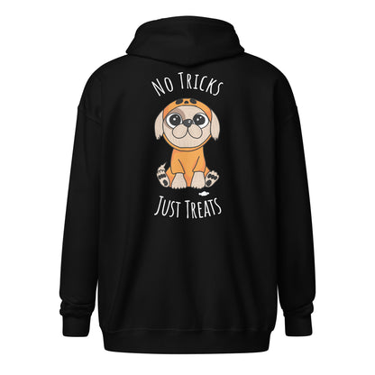 No Tricks Just Treats Pumpkin Dog Unisex heavy blend zip hoodie - Supporting Camp Kostopolus