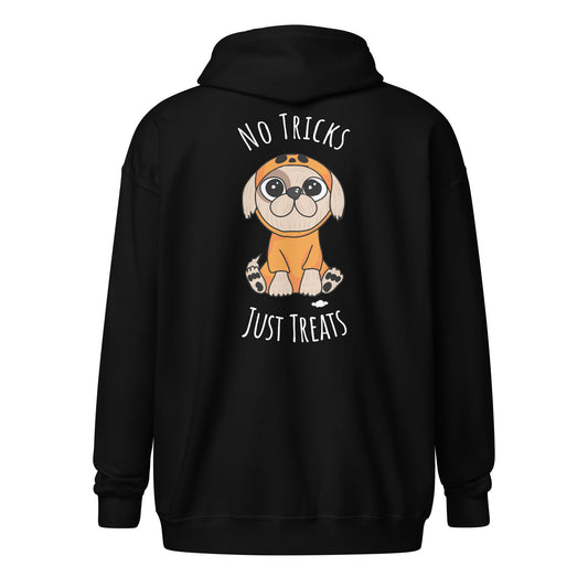 No Tricks Just Treats Pumpkin Dog Unisex heavy blend zip hoodie - Supporting Camp Kostopolus