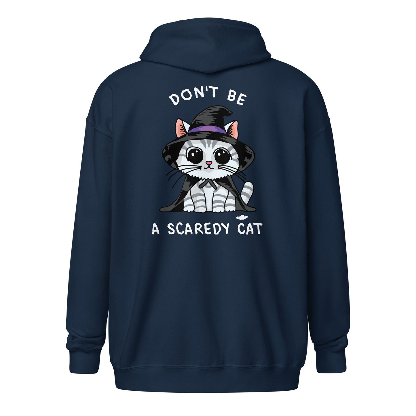 Don't Be A Scaredy Cat Witch Cat Unisex heavy blend zip hoodie - Supporting Camp Kostopolus