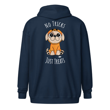 No Tricks Just Treats Pumpkin Dog Unisex heavy blend zip hoodie - Supporting Camp Kostopolus