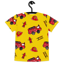 Fire Truck Kids Crew Neck T-Shirt