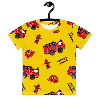 Fire Truck Kids Crew Neck T-Shirt